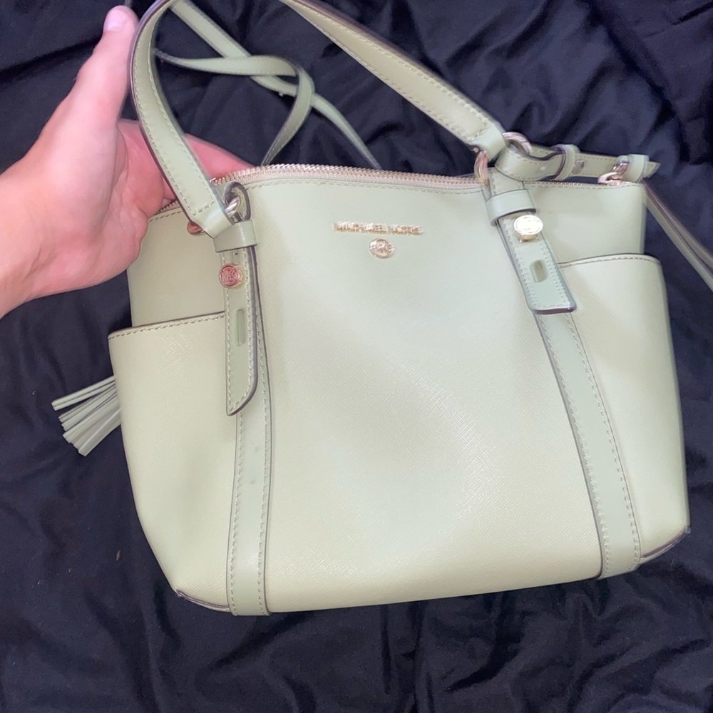 Michael Kors Light Green Leather Shoulder Bag